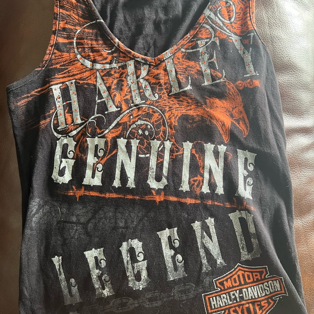 Harley-Davidson Black and Orange Graphic Tank